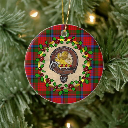 Nicolson Badge & Tartan Gepersonaliseerde Kerstmis Keramisch Ornament (Boom)