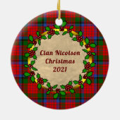 Nicolson Badge & Tartan Gepersonaliseerde Kerstmis Keramisch Ornament (Achterkant)