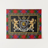 Nicolson Clan Badge & Motto w/Lions Wandkleed (Voorkant (horizontaal))