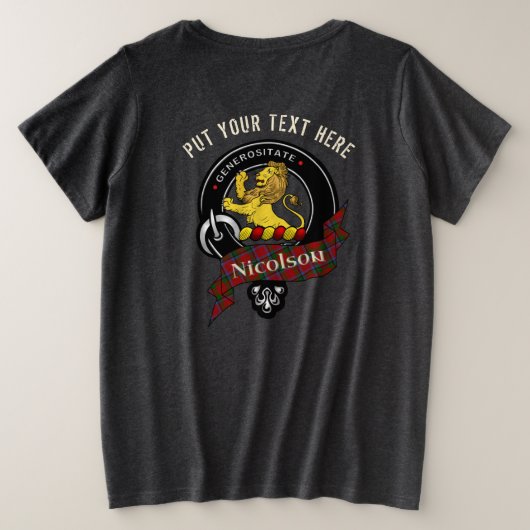 Nicolson Clan Badge Persoonlijke vrouwen Grote Maat T-shirt (Design achterkant)