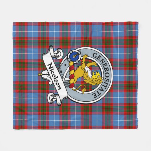Nicolson Clan Badge Tartan Pset Fleece Deken (Voorkant (Horizontaal))