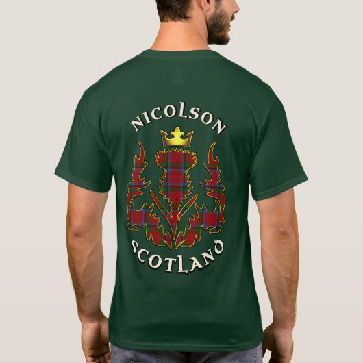 Nicolson Clan Badge & Tartan w/Motto T-shirt (Achterkant)