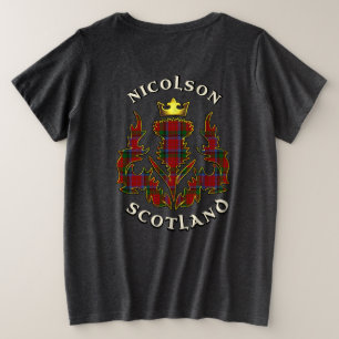 Nicolson Clan Badge & Tartan w/Motto Women's Grote Maat T-shirt