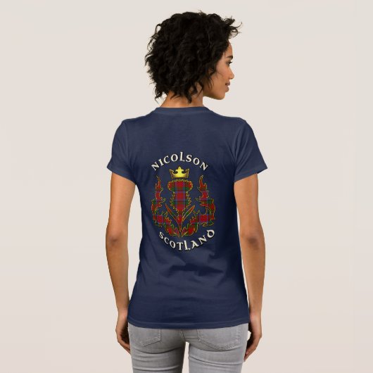 Nicolson Clan Badge & Tartan w/Motto Women's T-shirt (Achterkant volledig)