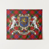Nicolson Clan Badge & Unicorns met Tartan Wandkleed (Voorkant (horizontaal))