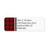 Nicolson Clan Rood en Zwart Schots Tartan Etiket (Voorkant)