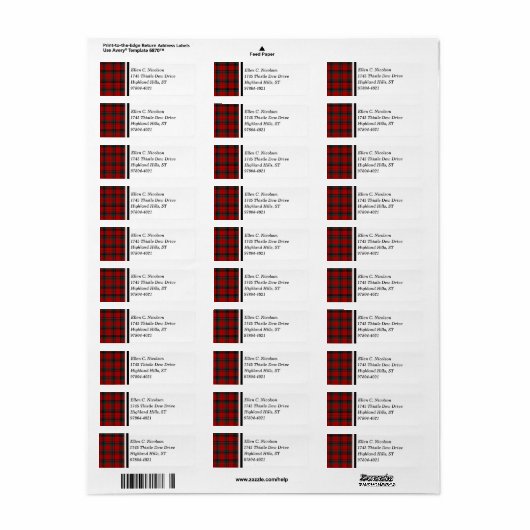Nicolson Clan Rood en Zwart Schots Tartan Etiket (Full Sheet)