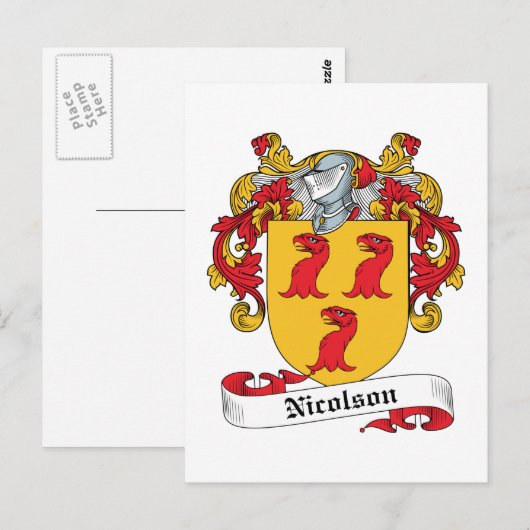 Nicolson Family Crest Briefkaart (Voorkant / Achterkant)