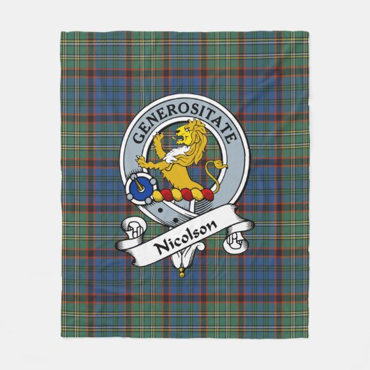 Nicolson Hunting Ancient Clan Badge Tartan Pset Fleece Deken (Voorkant)