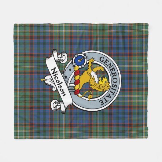 Nicolson Hunting Ancient Clan Badge Tartan Pset Fleece Deken (Voorkant (Horizontaal))