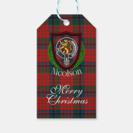 Nicolson Schotse Clan Tartan & Wapen Cadeaulabel