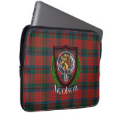 Nicolson Schotse Clan Tartan & Wapen Laptop Sleeve (Voorkant Rechts)