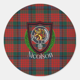 Nicolson Schotse Clan Tartan & Wapen Ronde Sticker