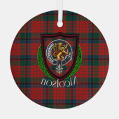 Nicolson Scottish Clan Tartan & Crest Glas Ornament (Achterkant)