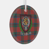 Nicolson Scottish Clan Tartan & Crest Glas Ornament (Voorkant Rechts)