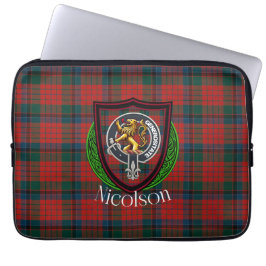 Nicolson Scottish Clan Tartan & Crest Laptop Sleeve