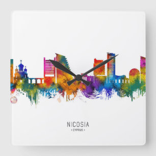 Nicosia Cyprus Silhouet Vierkante Klok