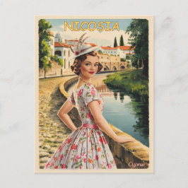 Nicosia, hoofdstad van Cyprus Vintage souvenir cad Briefkaart