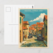 Nicosia, Hoofdstad van Cyprus Vintage souvenir cad
