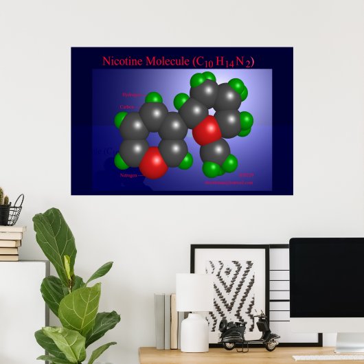 Nicotine Molecule (afdruk) Poster (Thuiskantoor)