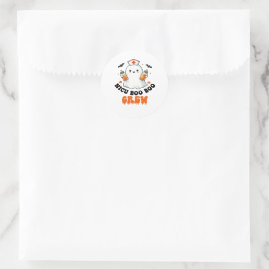 Nicu boo bemanning Halloween, Nicu Boo Crew Grappi Ronde Sticker (Tas)