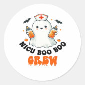 Nicu boo bemanning Halloween, Nicu Boo Crew Grappi Ronde Sticker (Voorkant)