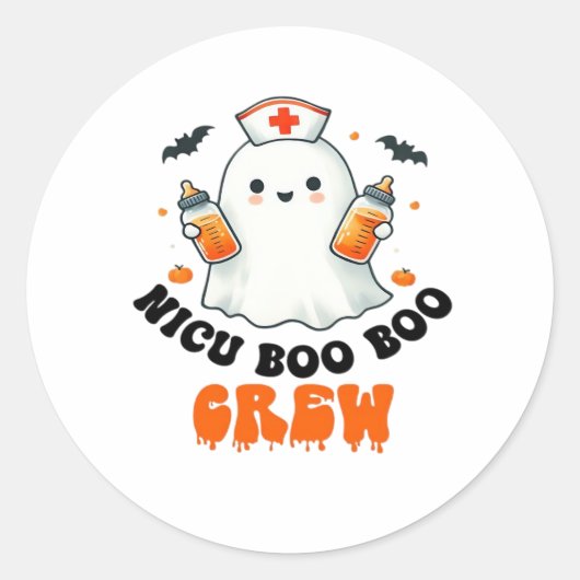 Nicu boo bemanning Halloween, Nicu Boo Crew Grappi Ronde Sticker (Voorkant)