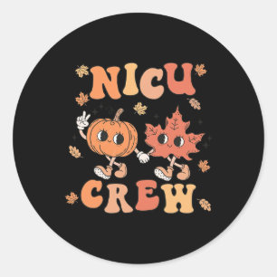 NICU Crew Pompoenblad Herfst NICU Verpleegster Hal Ronde Sticker