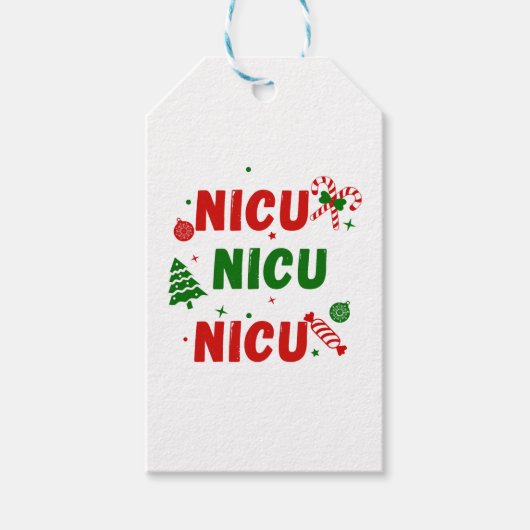 NICU Feestelijk Kerstontwerp Cadeaulabel (Voorkant)