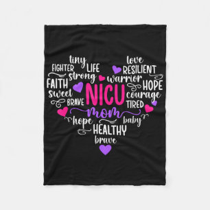 NICU Mom Heart Micro Preemie Baby Mom van Nicu War Fleece Deken