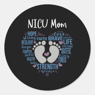 Nicu Mom Preemie of Nicu Mama Blauw Ronde Sticker