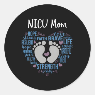 Nicu Mom Preemie of Nicu Mama Blauw Ronde Sticker