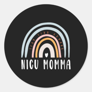 Nicu Momma Retro Boho Regenboog Kleurrijk Nicu Mom Ronde Sticker