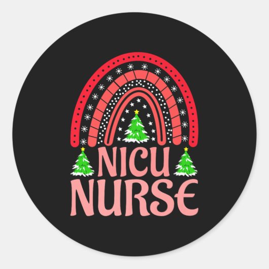 Nicu Nurse Christmas Crew Nurselife Nursing Xmas P Ronde Sticker (Voorkant)