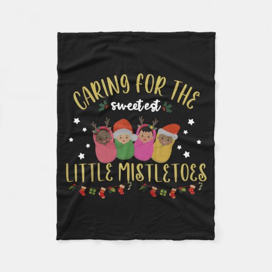 Nicu Nurse Christmas Sweetest Mistletoes Mother Ba Fleece Deken (Voorkant)