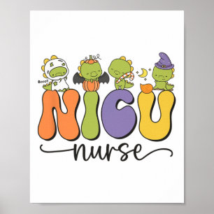 Nicu Nurse Dinosaur Halloween Pompoen Neonatale Ic Poster