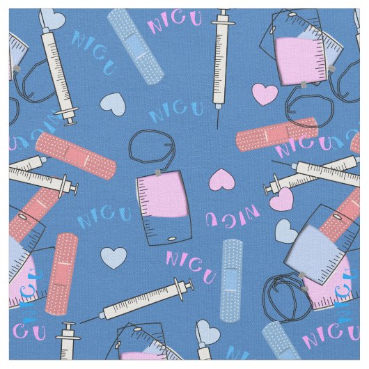 NICU Nurse Fabric Blue Stof (Close Up)