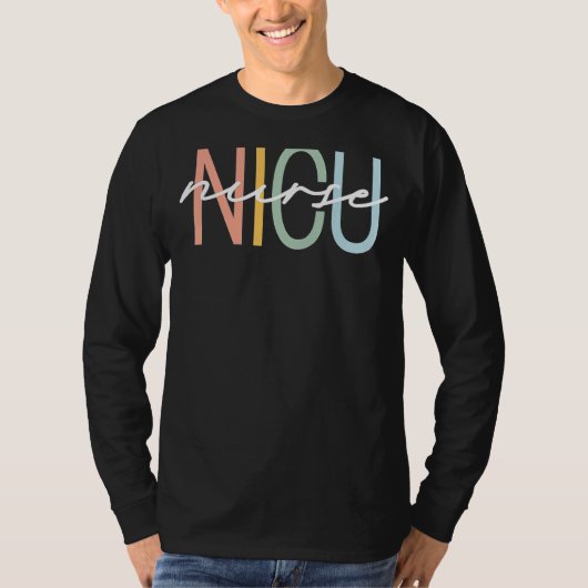 NICU Nurse ICU Neonatal Boho Rainbow Team Tiny Hum T-shirt (Voorkant)