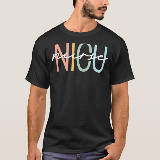 Nicu Nurse Icu Neonatal Boho Rainbow Team Tiny Hum T-shirt (Voorkant)