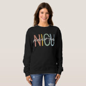 Nicu Nurse Icu Neonatal Boho Rainbow Team Tiny Hum Trui (Voorkant volledig)