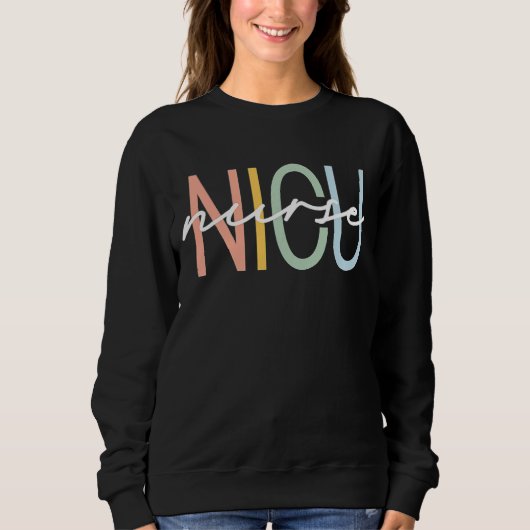 Nicu Nurse Icu Neonatal Boho Rainbow Team Tiny Hum Trui (Voorkant)
