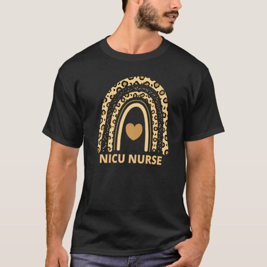 Nicu Nurse Icu Neonatal Leopard Rainbow T-shirt (Voorkant)