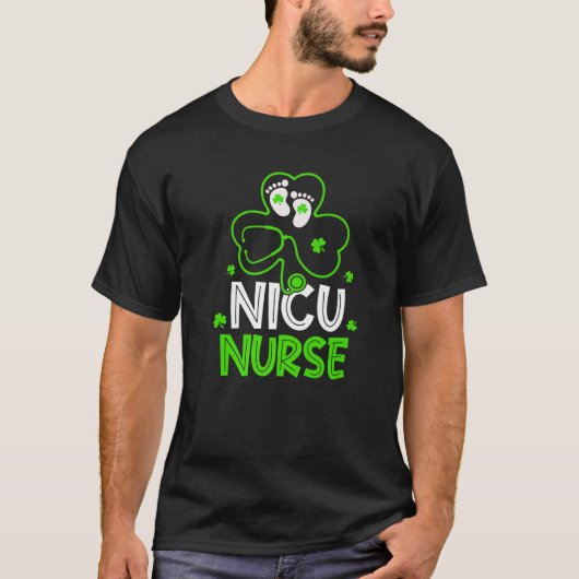 NICU Nurse Life Stethoscope Nursing Happy St Patri T-shirt (Voorkant)