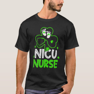 NICU Nurse Life Stethoscope Nursing Happy St Patri T-shirt