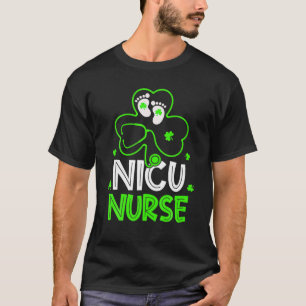 NICU Nurse Life Stethoscope Nursing Happy St Patri T-shirt
