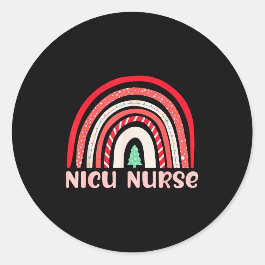 Nicu Nurse Neonatal Tiny Crew Christmas Holiday Nu Ronde Sticker (Voorkant)