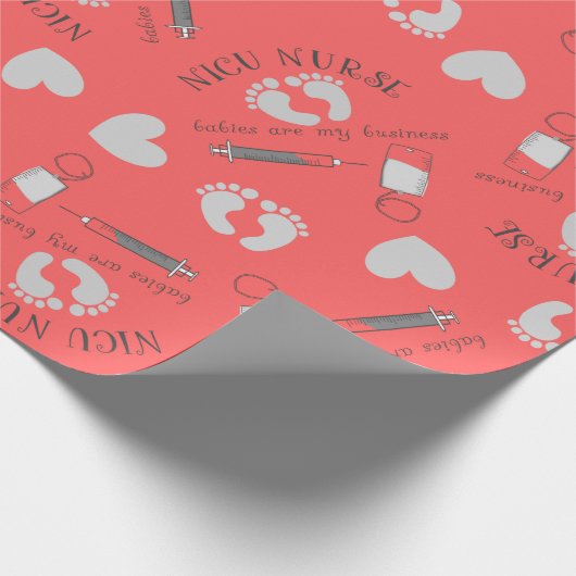 NICU Nurse Pattern Art Salmon PInk Cadeaupapier (Hoek)