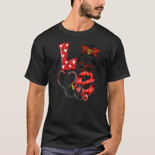 Nicu Nurse Pset Leopard Love Heart Messy Bun Rn N T-shirt