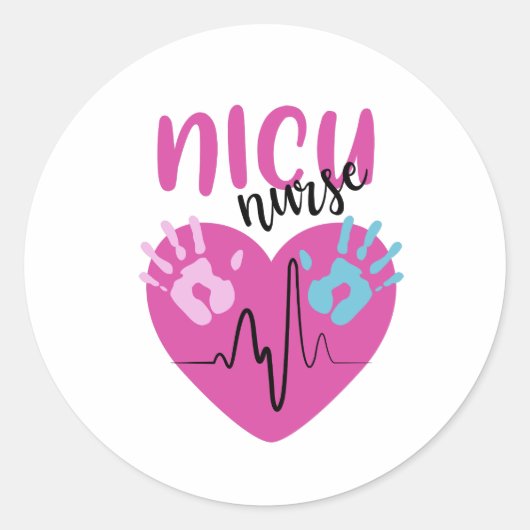 NICU Nurse Ronde Sticker (Voorkant)