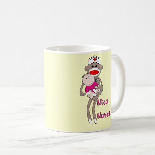 Nicu Nurse Sock Monkey Design Giften Koffiemok (Voorkant rechts)